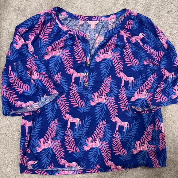 Lilly Pulitzer Tiegan Top Royal Purple Dazzle - Picture 2 of 4